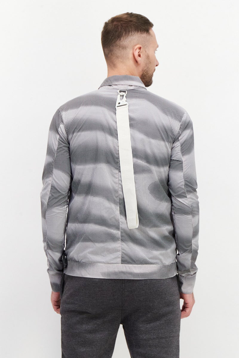 TRIBE OF 6 Men Full Zip Micro Dot Windbreaker Jacket, Black - Image 2